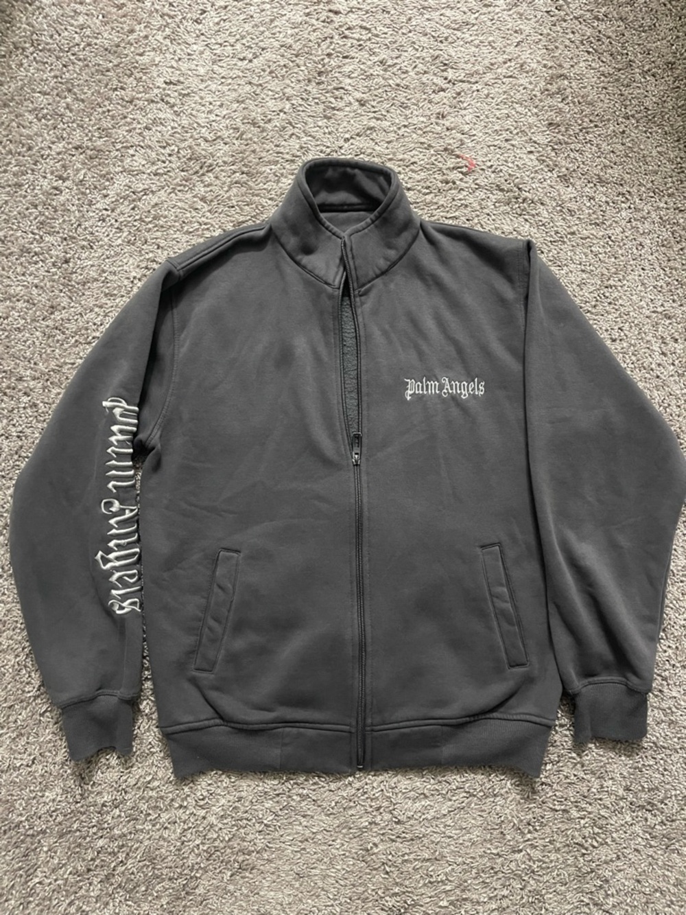 Palm Angels grey zip-up Logo sweatshirt Jacket